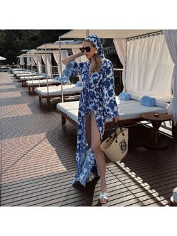 MISS MOSA BY AKANKSHA - Blue Hazel Floral Swimsuit with Cover-Up & Scarf