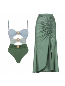 MISS MOSA BY AKANKSHA - Green Marie Luxe Swimsuit with Skirt