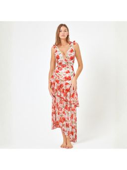 MISS MOSA BY AKANKSHA - Red Sylvie Floral Swimsuit with Skirt