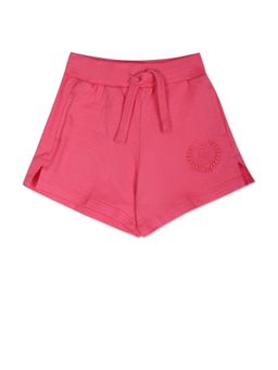U.S. POLO ASSN. - Mid Rise Crest Solid-Plain Pink Shorts