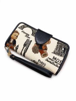 HENNEY BEAR - Paris Bear Tapestry Wristlet Purse (M)