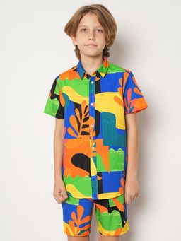 Jack & Jones Junior - Boys Abstract Print Multi-Color Shirt