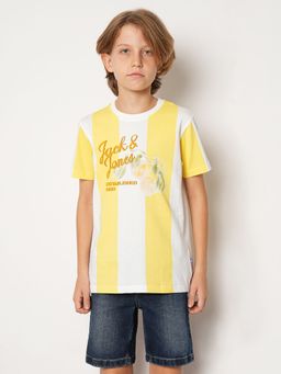 Jack & Jones Junior - Boys Striped Yellow T-Shirt