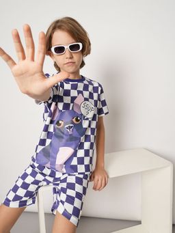 Jack & Jones Junior - Boys Checks Purple T-Shirt