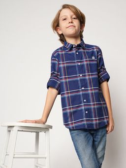 Jack & Jones Junior - Boys Checks Navy Blue Shirt