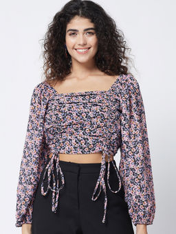 Trend Arrest - Pink Printed Ruching Top