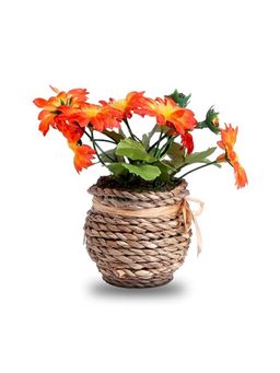 Itsy Bitsy - Artificial Flower Dasiy Basket Orange Yellow 5Inch 1Pot