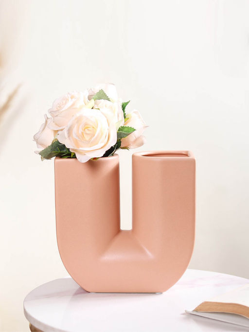 Nestasia Modern U-Shaped Flower Vase Peach