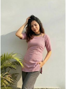 Gahan - Womens Purple Rayon Blend Printed Straight Kurti