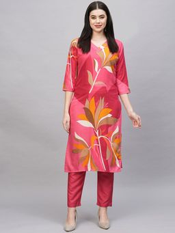Gahan - Womens Pink Rayon Blend Printed Kurta with Pant