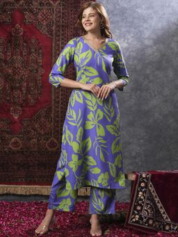 Gahan - Womens Blue Rayon Blend Printed Kurta with Pant