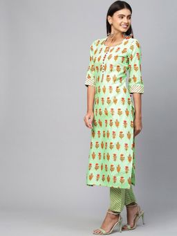 Gahan - Womens Green Rayon Blend Printed Kurta with Pant
