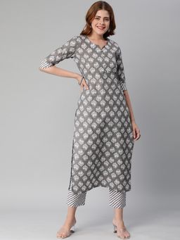 Gahan - Womens Grey Rayon Blend Printed Kurta with Pant