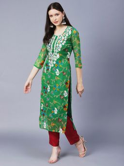 Gahan - Womens Green Rayon Blend Embroidery Kurta
