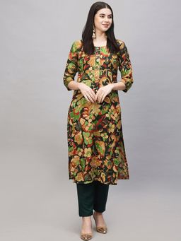 Gahan - Womens Green Rayon Blend Printed Kurta with Pant