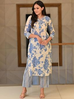 Gahan - Womens Cream Rayon Blend Printed Kurta with Pant