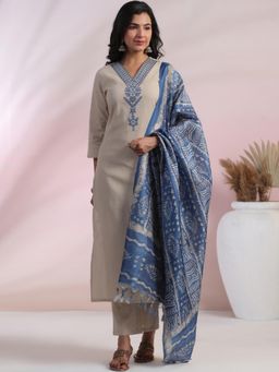 Gahan - Womens Grey Rayon Blend Printed Kurta with Pant & Dupatta