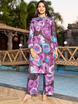 Gahan - Womens Wine Rayon Blend Printed Kurta with Pant
