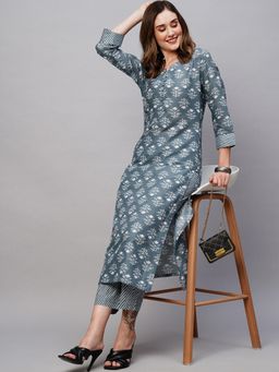 Gahan - Womens Grey Rayon Blend Printed Kurta with Pant