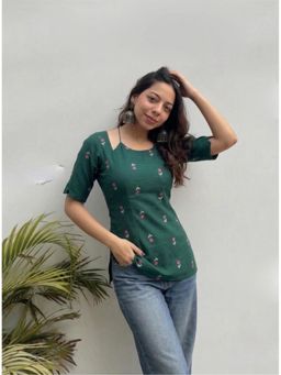 Gahan - Womens Green Rayon Blend Printed Straight Kurti