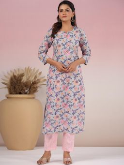 Gahan - Womens Blue Rayon Blend Printed Kurta with Pant