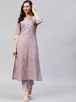 Gahan - Womens Blue Rayon Blend Printed Kurta with Pant