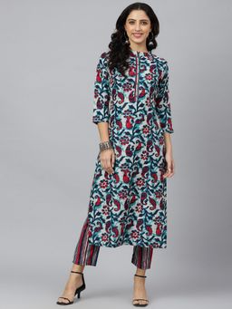 Gahan - Womens Multi-Color Rayon Blend Printed Kurta with Pant