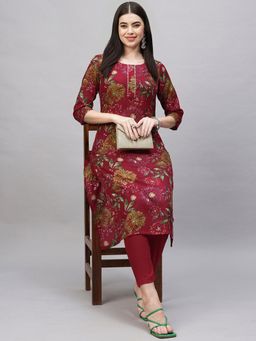 Gahan - Womens Pink Rayon Blend Printed Kurta with Pant