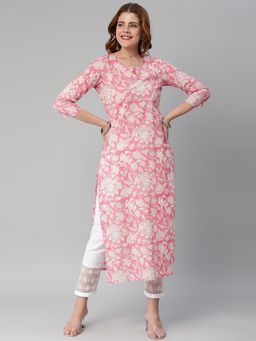 Gahan - Womens Pink Rayon Blend Printed Kurta with Pant