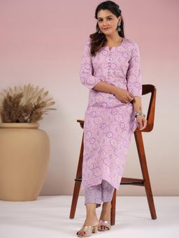 Gahan - Womens Purple Rayon Blend Printed Kurta with Pant