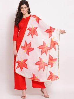 Gahan - Womens Red Rayon Blend Printed Kurta with Palazzo & Dupatta