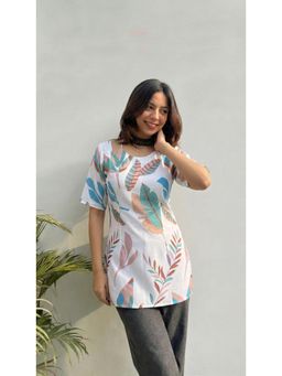 Gahan - Womens White Rayon Blend Printed Straight Kurti