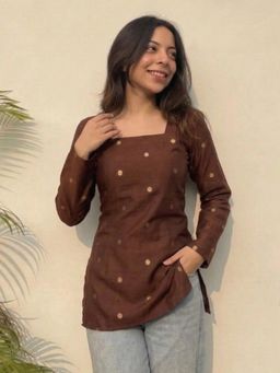 Gahan - Womens Brown Rayon Blend Printed Straight Kurti