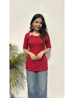 Gahan - Womens Pink Rayon Blend Printed Straight Kurti