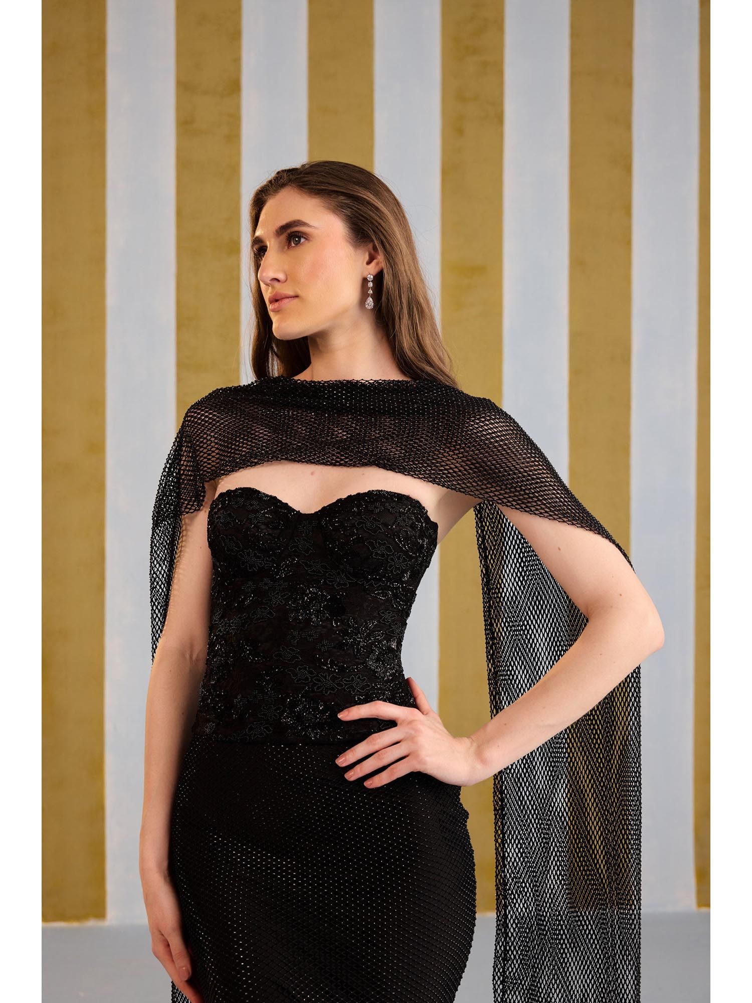Black Romance Of Reserve Embroidered Stitched Corset