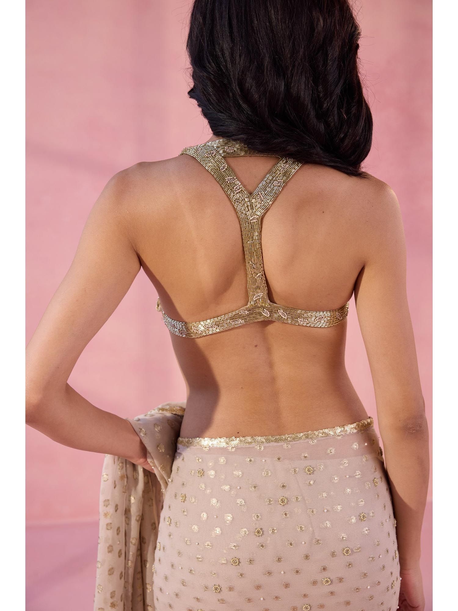 Gold She'S Here Embellished Stitched Blouse