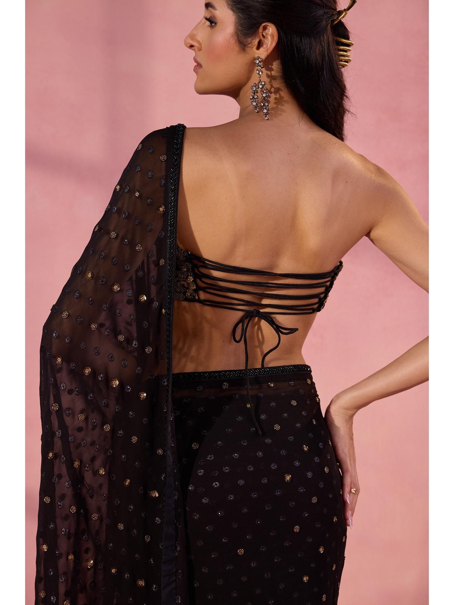 Black Untamed Embellished Strapless Stitched Blouse