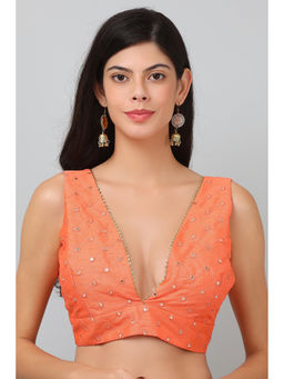 Kaanchie Nanggia - Peach Mirror Work Blouse