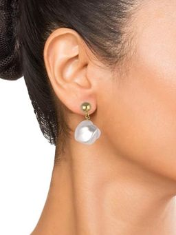 Accessher - Gold Plated Pearl Drop Dangle Earrings Light Weight Earrings for Women