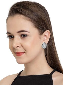 Accessher - Oxidised Silver Stylish Alloy Stud Earrings for Women Navratri Jewellery