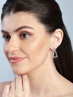 Accessher - Silver Plated Geometric Design Minimal Style Earrings for Women