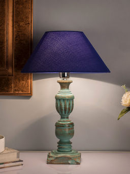 Homesake - Algae Trophy Carved Table Lamp Blue Cone