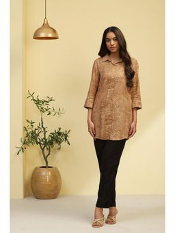 Biba - Beige Rayon Straight Shirt