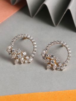 CLARA - Silver Gold Rhodium Plated Swiss Zirconia Tica Earrings with Screw Back for Women