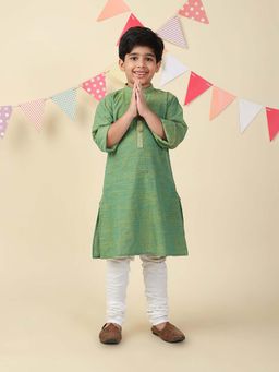 Fabindia - Green Cotton Blend Block Printed Long Kurta
