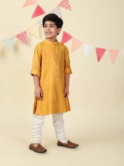 Fabindia - Mustard Viscose Blend Long Kurta