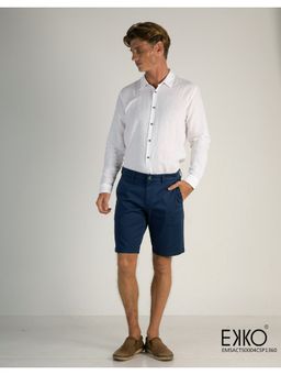 EKKO - Navy Blue Cotton Elastane Chino Shorts