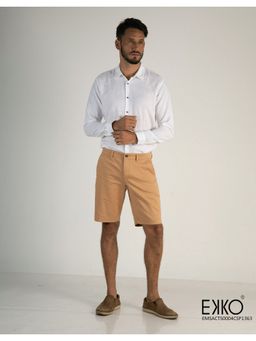 EKKO - Brown Cotton Elastane Chino Shorts