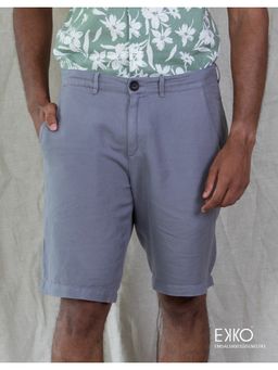 EKKO - Grey Linen Blend Slim Fit Shorts