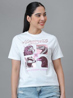 Free Authority - White Official Harry Potter Graphic Printed T-Shirt